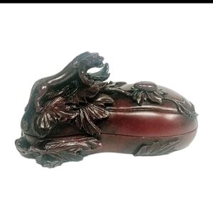 Vintage Chinese Rosewood Carved Foo Lion Beetle Seal Paste Ink Box Free Shipping